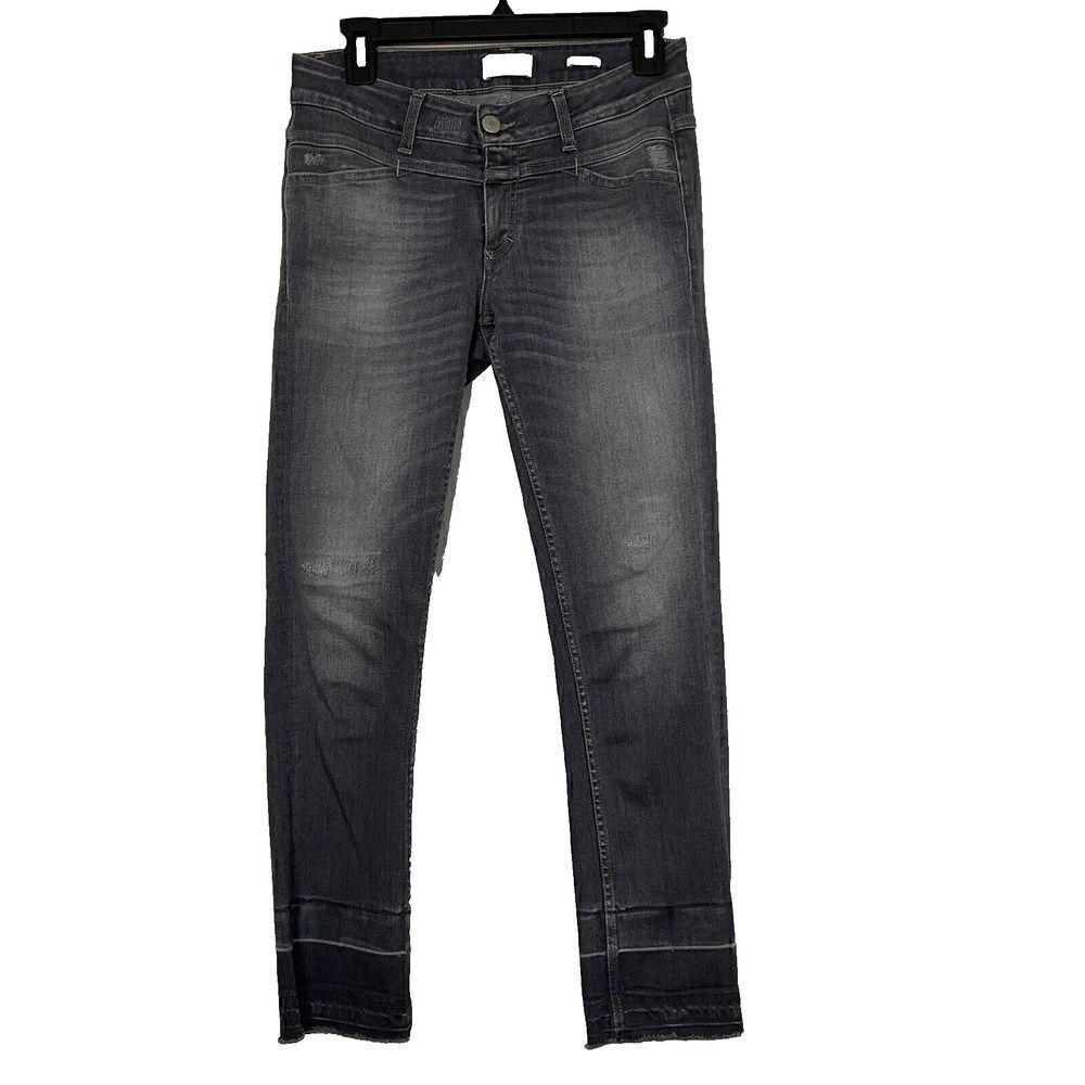 CLOSED gray washed Starlet raw hem slim straight denim jeans size 28